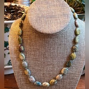 Handcrafted ocean Jasper stones with sterling silver beads, wire, and clasp.  💕